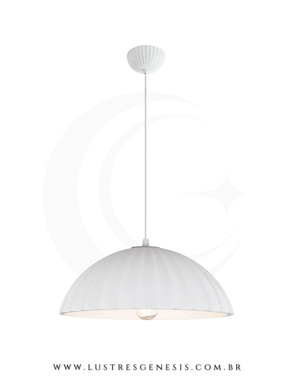 Lustre Pendente Contemporaneo DCD02633 Branco Gesso E27 Ø50cm, Banheiro, Lavabo, Bancada de Cozinha, Cabeceira